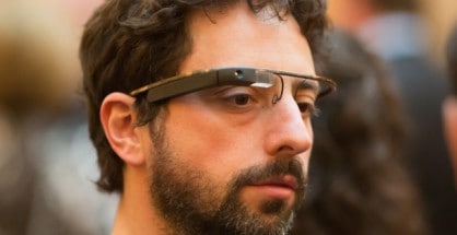 Sergey brin donning the google glasses